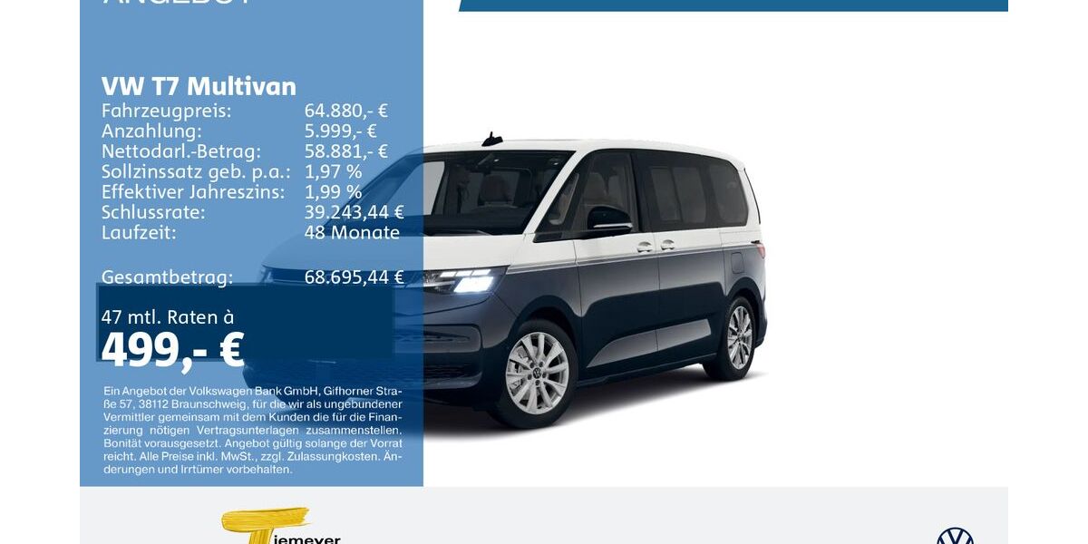 VW T7 Multivan 18.597 km 64.880 &euro; Bochum 44892